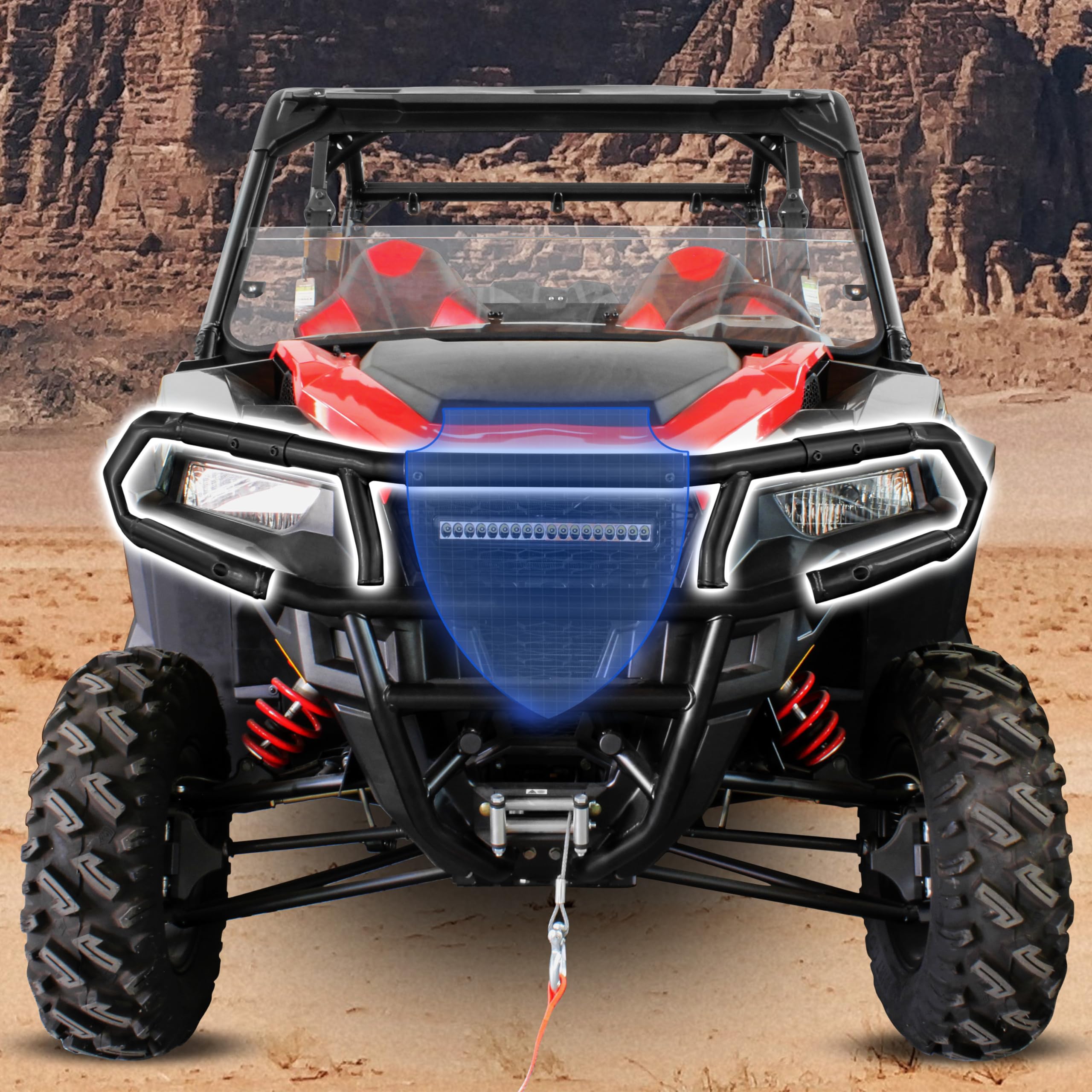 SAUTVS Heavy Duty Front Bumper & Brush Guard for Polaris General 1000 (2016-2025), General 4 1000 (2017-2025), General XP/XP 4 1000 (2020-2025) - Replacement Part #2881525 - Off-Road Protection & Style Upgrade for UTV Accessories
