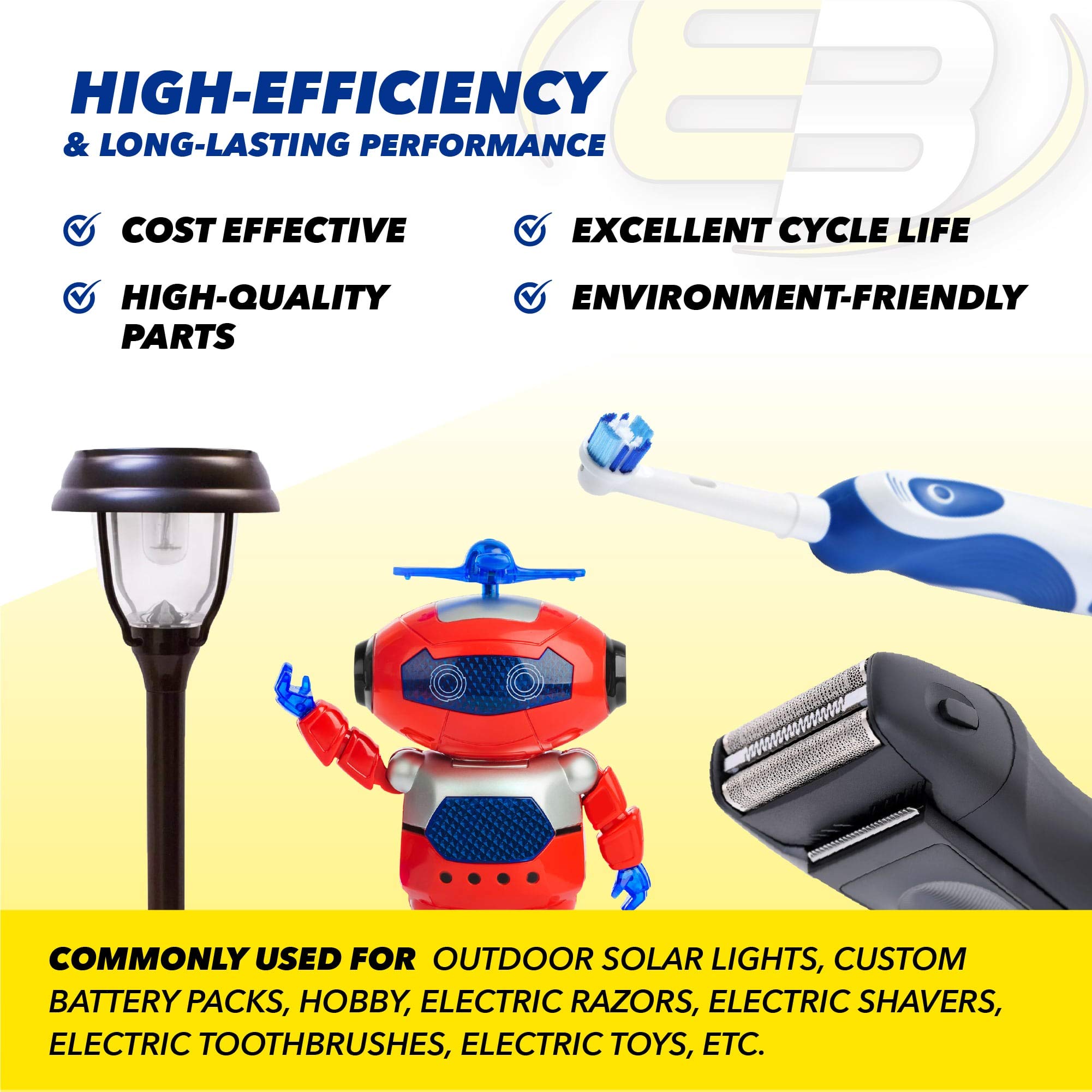 5-Pack Exell 1.2V 700mAh 2/3AA NiMH Rechargeable Button Top Batteries - Compatible with Dust Busters, Handheld Data Loggers, Gas Meters - Perfect for Home Cleaning Tools & Industrial Measuring Devices