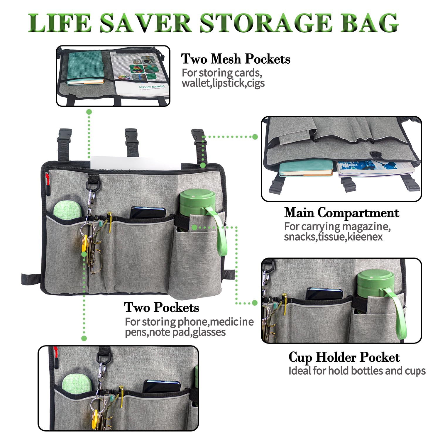 **Walker Basket Bag with Cup Holder - Durable Walker Accessories for Seniors - Fits Folding Walkers, Rollators & Scooters - Perfect for Shopping, Travel & Daily Use**