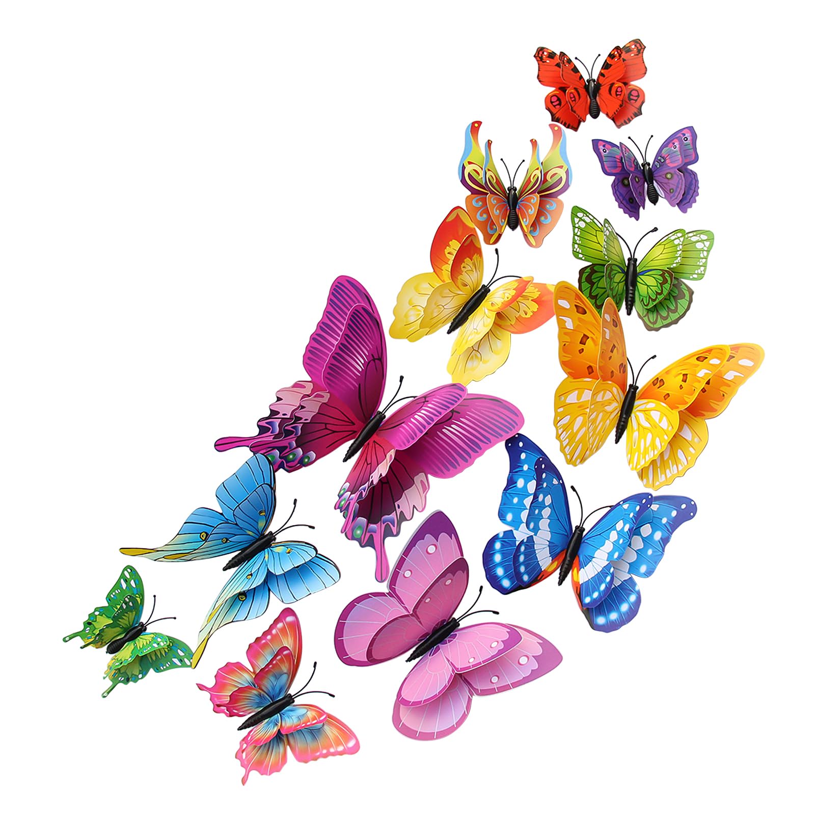 24 PCS 3D Magnetic Butterfly Decorations - Double Layer Butterfly Wall Stickers for Room, Party, Birthday Cake & Graduation Cap Decor - Refrigerator Magnets for Home & Office (MIX Colors) - Perfect for DIY Crafts, Wedding Decor, and Classroom Projects
