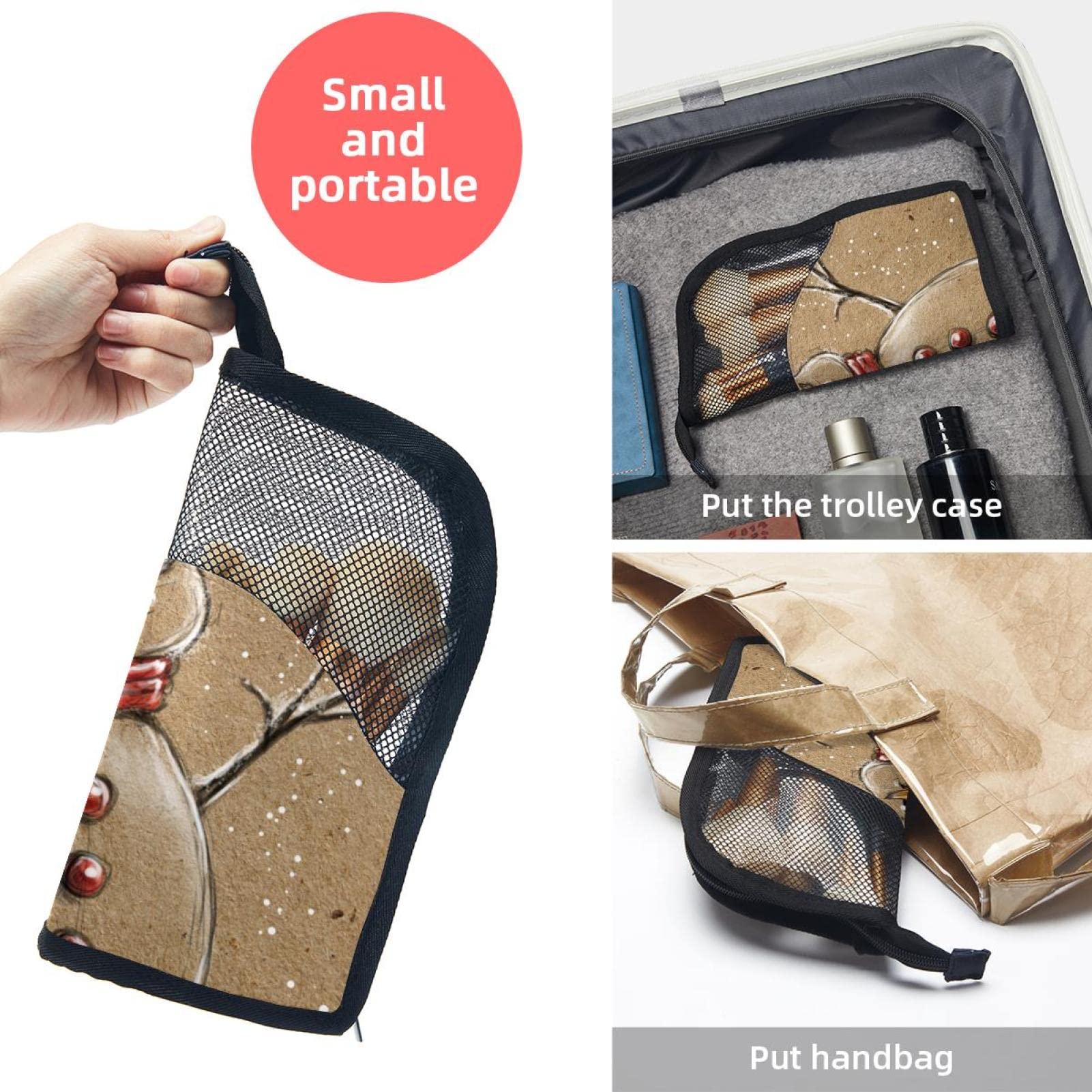 12-Piece Makeup Brush Organizer Bag with Christmas Snowmen Design - Portable Travel Cosmetic Brush Holder Case for Professional & Home Makeup Storage