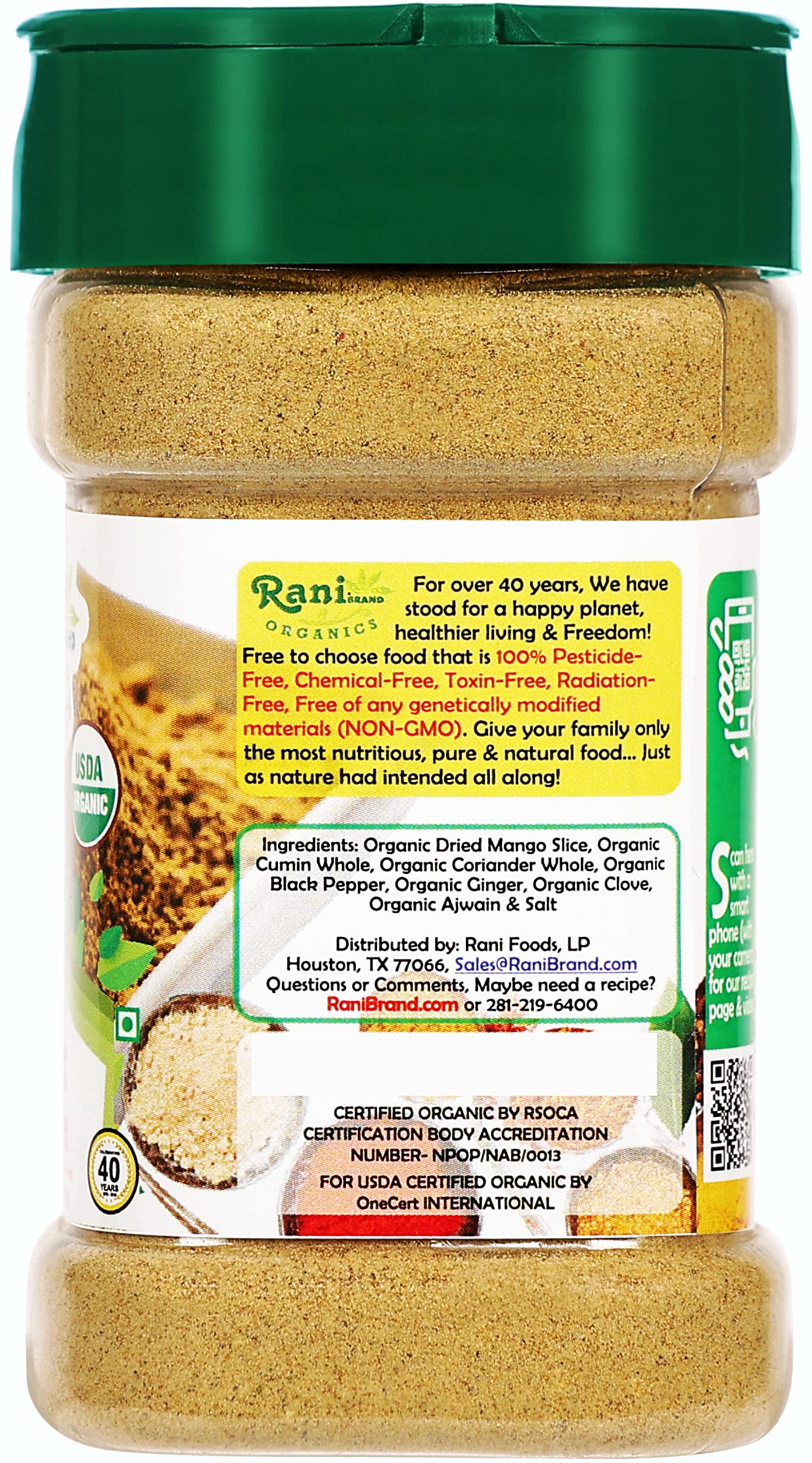 Organic Rani Chat Masala - Authentic Indian 8-Spice Seasoning Blend (3.5oz/100g) | All Natural, Vegan, Gluten-Free, Non-GMO | USDA Certified Organic | Perfect for Chaat, Fruits, Salads & Snacks