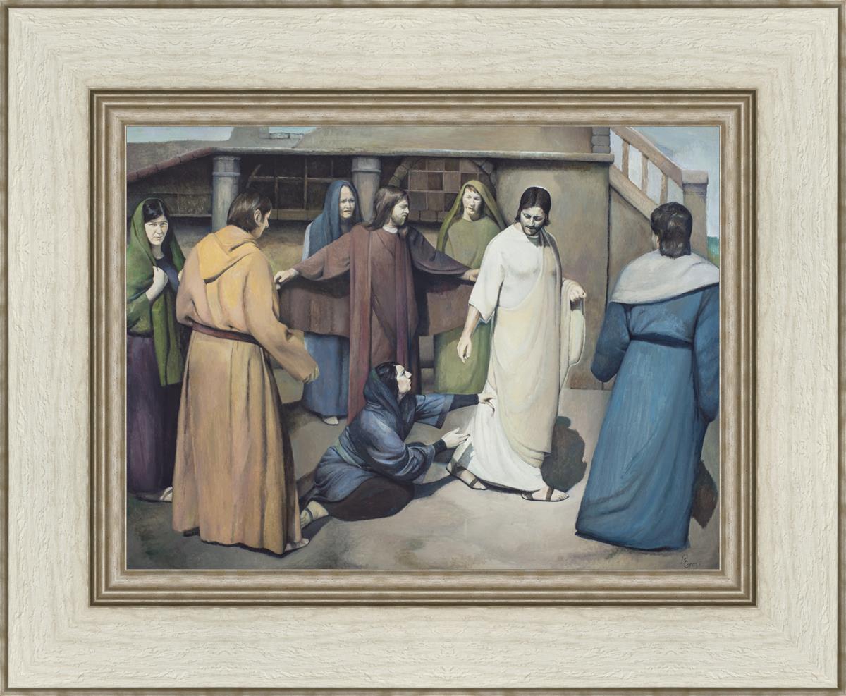 Jesus Healed the Woman Who Touched His Garment - Bible Story Scripture Christian Faith Wall Art for Home Church Decor