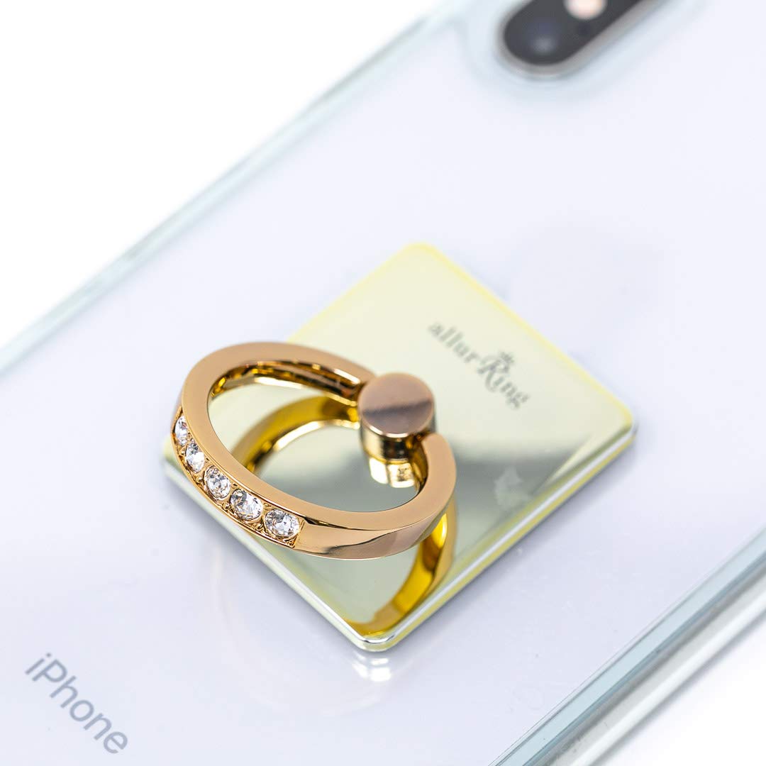 Charlotte Crystal Phone Ring Holder - 360° Rotating Finger Grip Stand for Smartphones (Light Gold) - Perfect for Watching Videos & Selfies