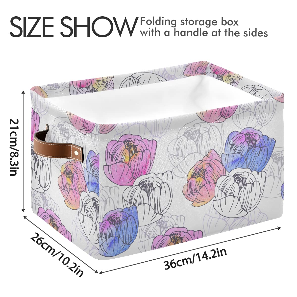 Elegant Poppy Floral Foldable Fabric Storage Bins - Large Capacity Closet Organizers with Reinforced Handles (2-Pack) | Perfect for Bedroom, Closet & Toy Organization