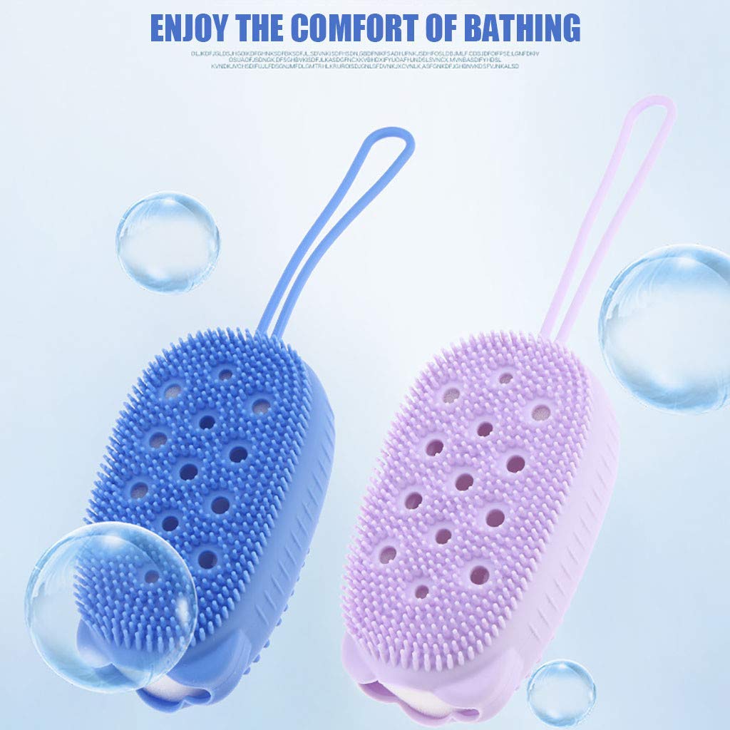 JRT Silicone Bubble Bath Body Brush - Quick Foaming, Soft Scrubbing & Massage Cleaner for Shower & Bathroom (Random Color) - Exfoliate & Relax Skin in Spa, Home or Gym Use
