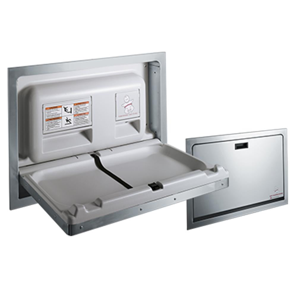 ASI 9013 Stainless Steel Recessed Baby Changing Station - Horizontal Satin Finish for Public Restrooms & Daycare Facilities