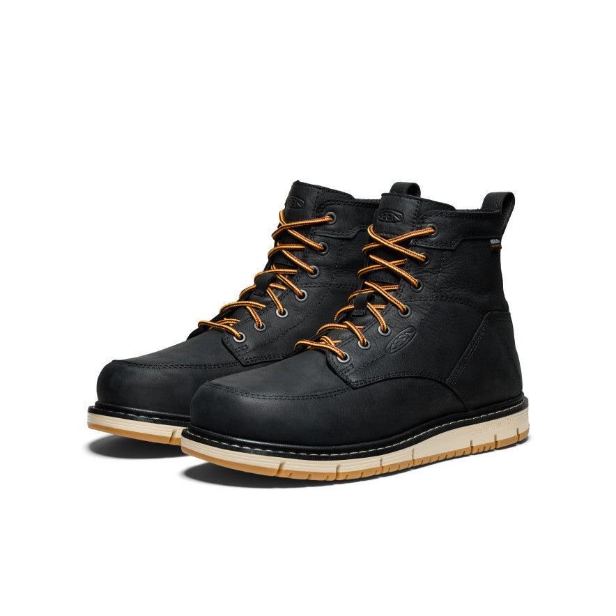Men's San Jose 6 Waterproof Steel Toe Work Boots - Black/Gum Leather for Construction & Outdoor Safety
