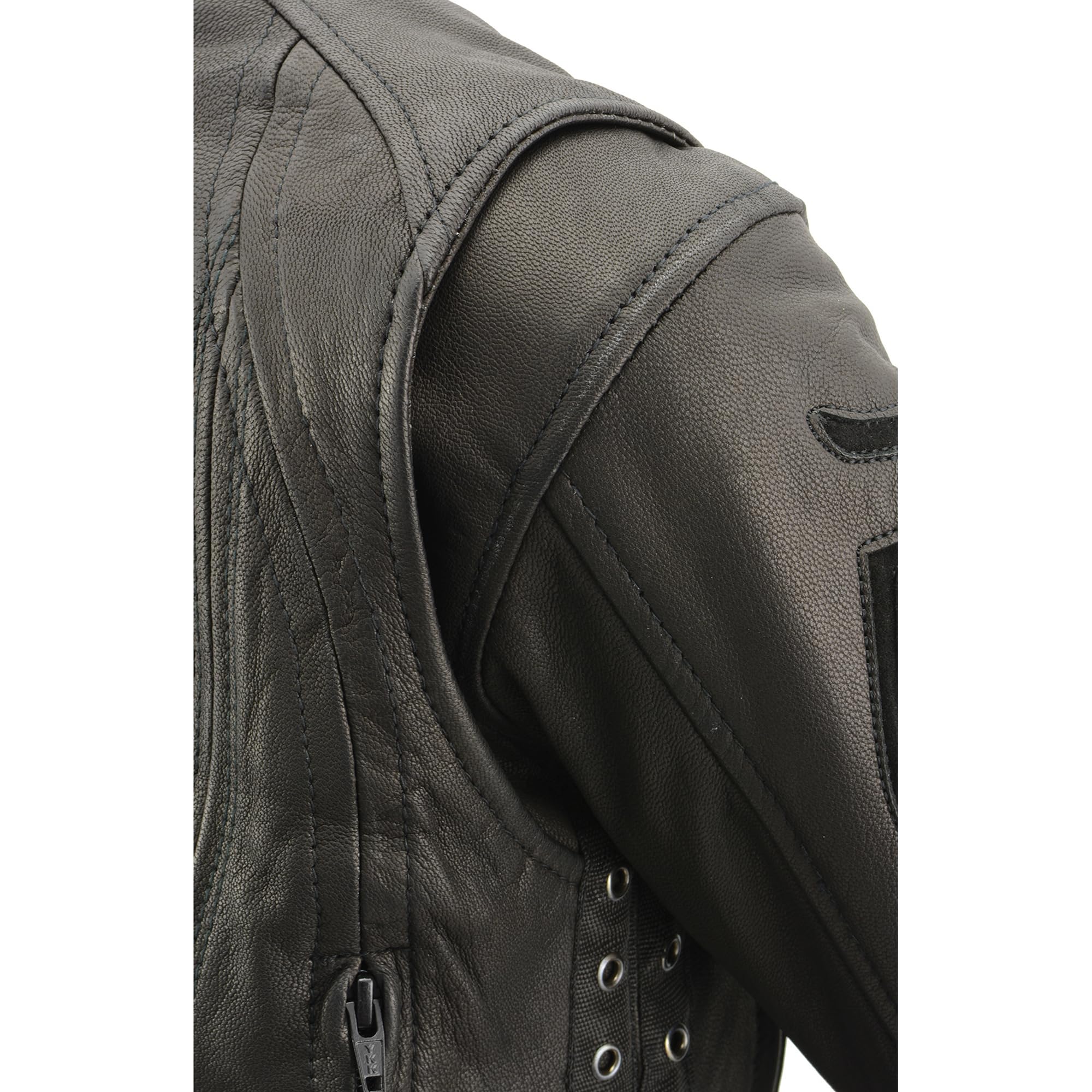 Milwaukee Leather Women's Lightweight Scuba Racer Jacket with Lace & Grommet Details MLL2535 - Perfect for Motorcycle Riding, Casual Outfits & Fashionable Layering