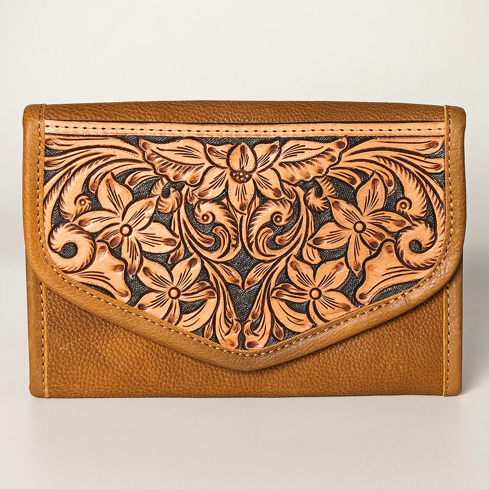 American Darling Genuine Leather Jewelry Pouch - Handmade Tooled Floral Design Organizer for Necklaces, Rings & Earrings - Perfect for Travel, Gift Giving & Daily Storage