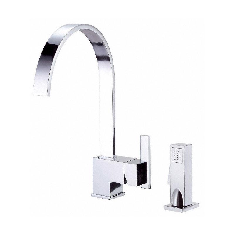 Danze Sirius Chrome Single Handle Modern High Arc Kitchen Faucet with Pull Down Sprayer - Perfect for Modern Kitchens, Dishwashing & Food Prep