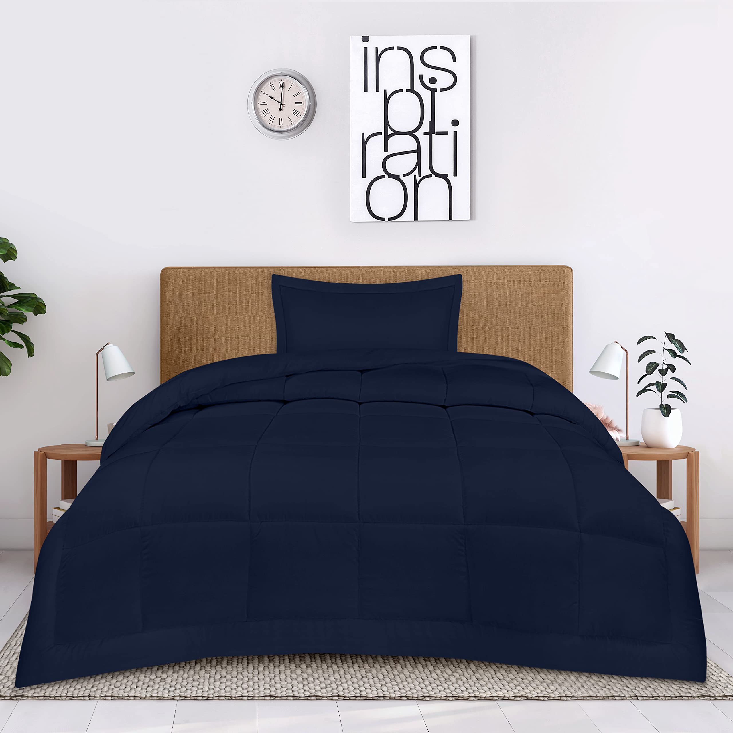 Utopia Bedding Twin Comforter Set for Kids - Down Alternative Navy Comforter with 1 Pillow Sham | Soft, Comfortable & Machine Washable | Perfect for Kids' Bedrooms, Dorm Rooms & Sleepovers