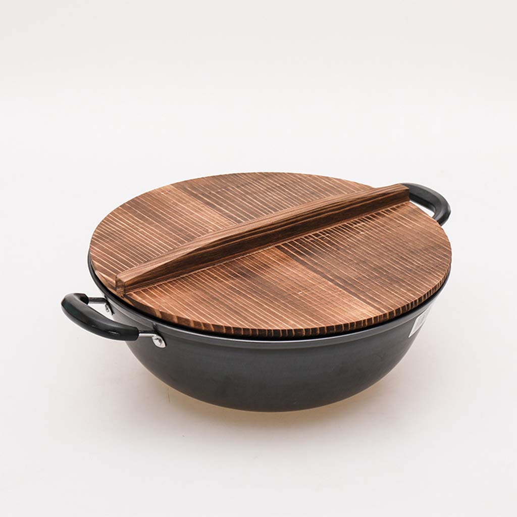 Handmade Fir Wooden Pot Lid Cover - Anti-Scalding Wok Lid with Iron Frame - Durable Wooden Pan Cover for Cooking, Stir Fry & Kitchen Safety - Perfect for Stovetop, Oven & Outdoor Cooking