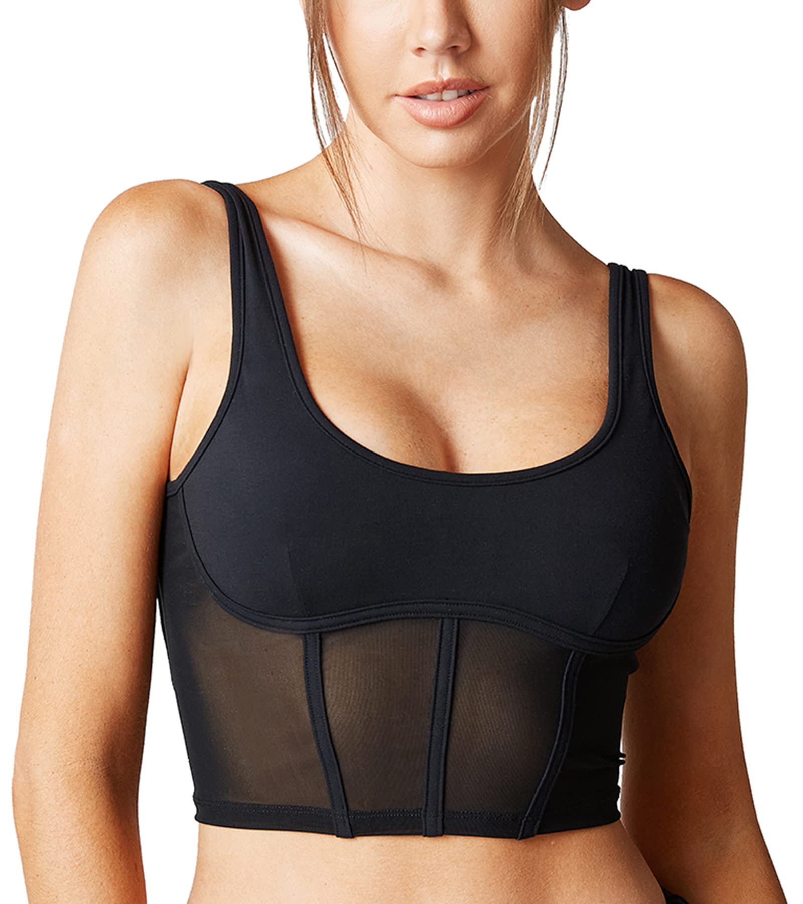Open Back Padded Sports Bra - Longline Yoga Workout Top with Built-in Support for Fitness, Running & Low Impact Exercises | Perfect for Gym, Pilates & Active Lifestyles