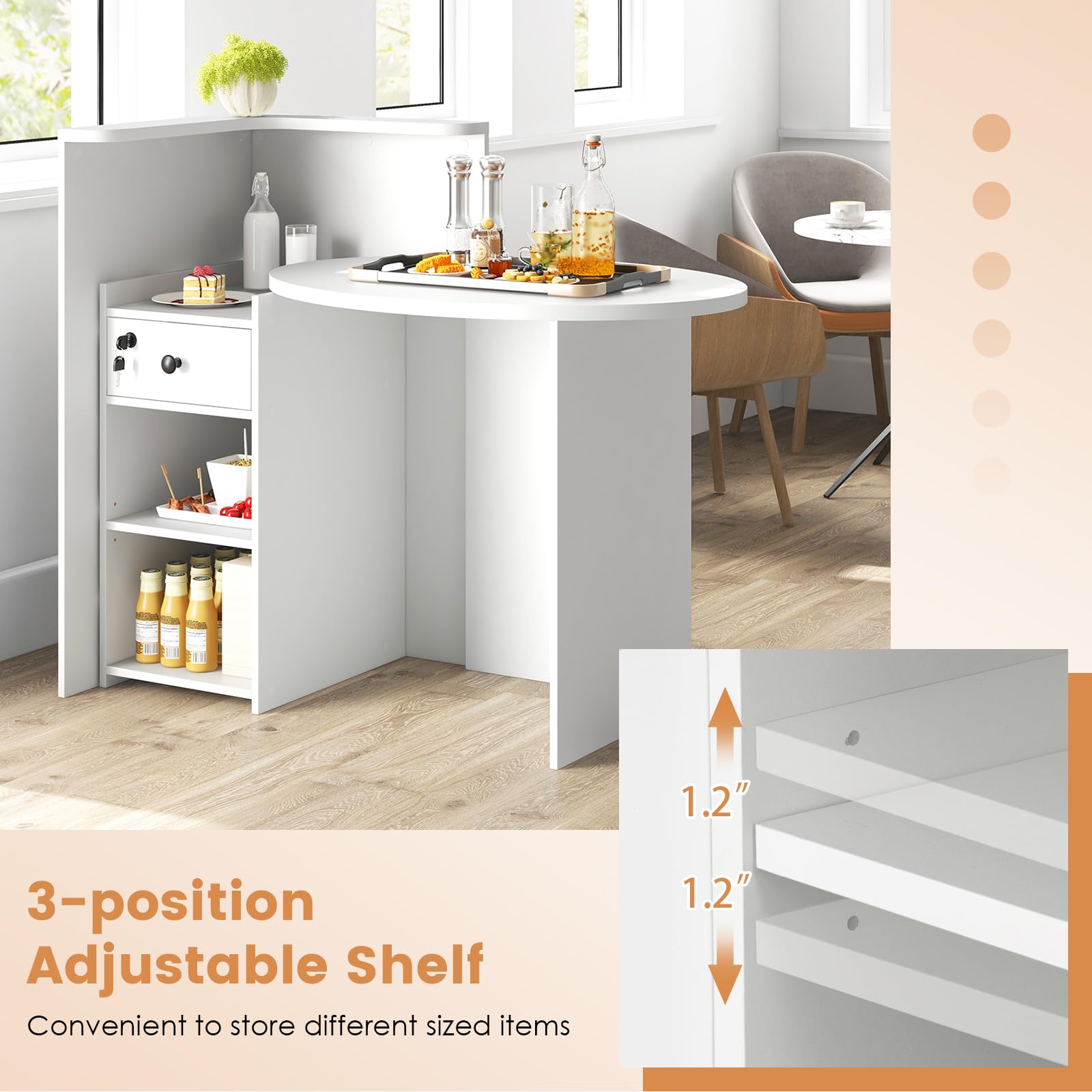 Tangkula Reception Desk with Lockable Drawer & Adjustable Shelf - Oval Desktop Retail Counter for Checkout - Computer Workstation for Salon, Lobby, Home Office - Perfect for Business, Retail Stores & Professional Spaces