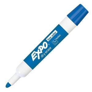 Expo Low-Odor Dry Erase Markers - 12 Pack Bullet Tip Blue Whiteboard Markers for Office, Classroom & Home Use - Non-Toxic, Smudge-Free White Board Pens for Teachers & Students