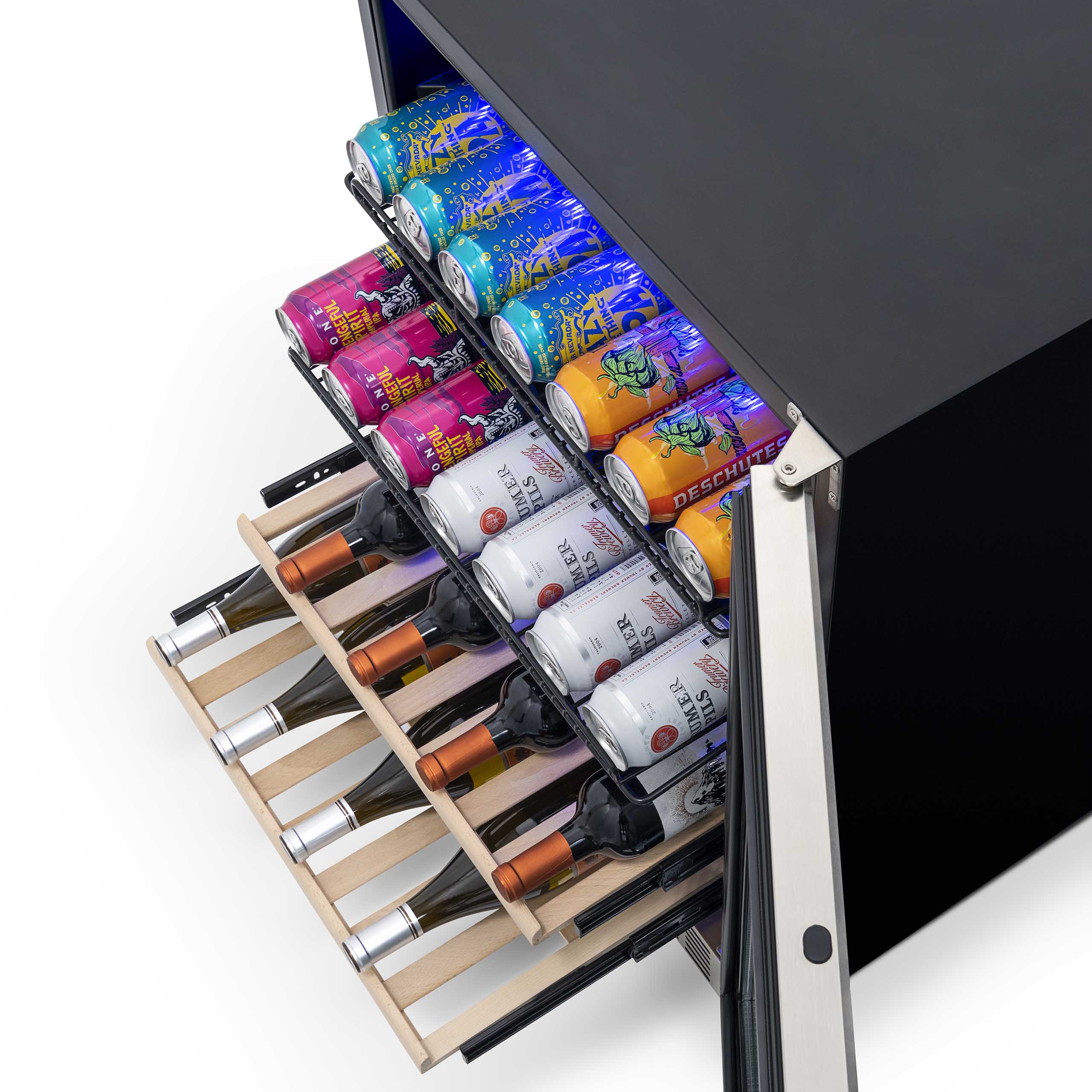 Newair® 70 Can 20 Bottle Dual Zone Beverage Refrigerator - Built-in Wine Cooler & Beer Fridge for Home Bar, Kitchen, or Office Use