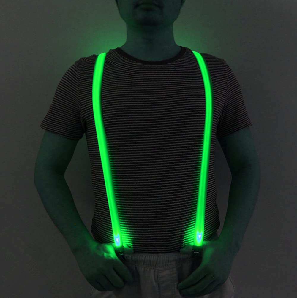 LED Suspenders for Men & Women - Light Up Y-Shape Neon Stripes with Battery - Perfect for Raves, Parties, Halloween, and Nighttime Events