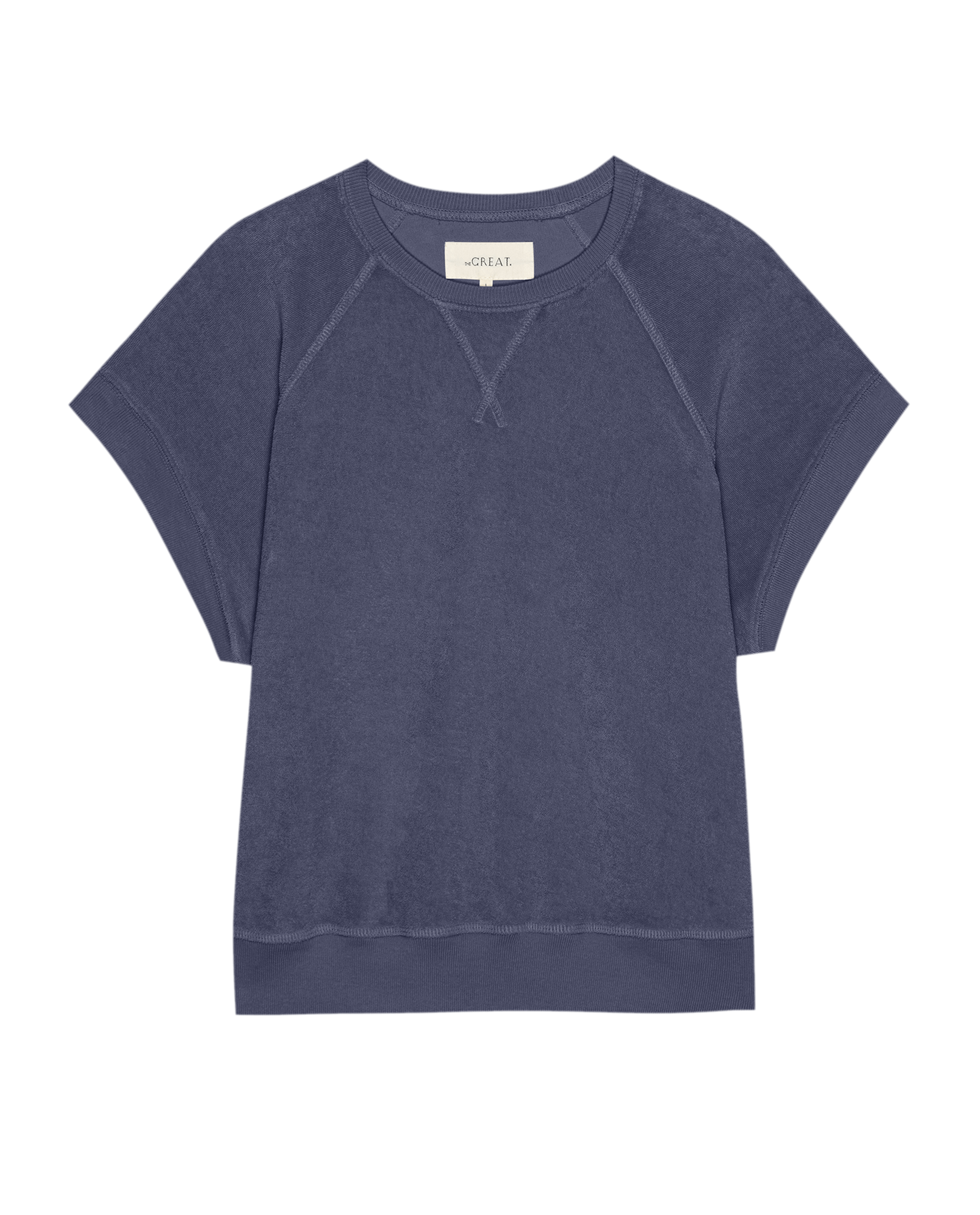 Vintage Blue Micro Terry Wedge Sweatshirt - Soft Cozy Pullover for Women | Casual Loungewear, Streetwear & Layering Essential