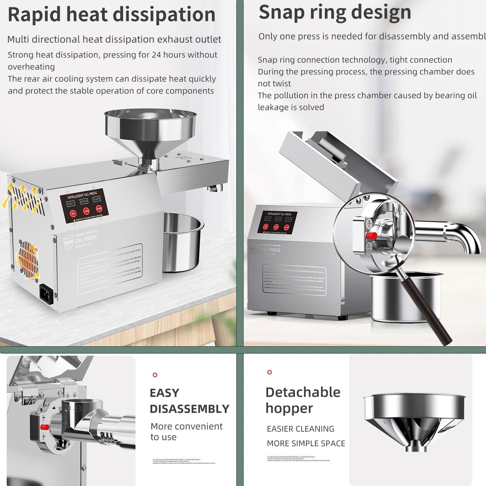 1000W Commercial Stainless Steel Cold Press Oil Machine - Automatic Electric Seed Oil Extractor for Home Use | Perfect for Olive, Coconut, Almond, Peanut & Sunflower Seeds | Kitchen, Bakery & DIY Oil Pressing