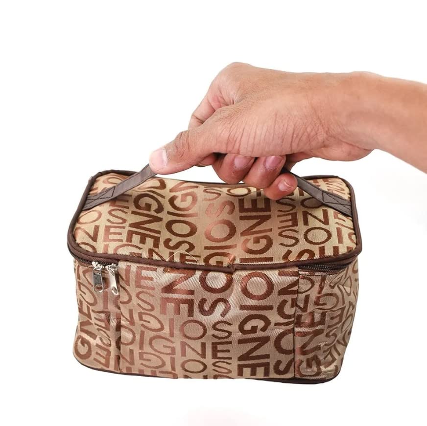 Home Brillinat Small Makeup Purse - Travel Cosmetic Bag with Zipper, Vanity Box for Women (1pc, Brown) | Perfect for On-the-Go Touchups, Travel Essentials & Daily Organization
