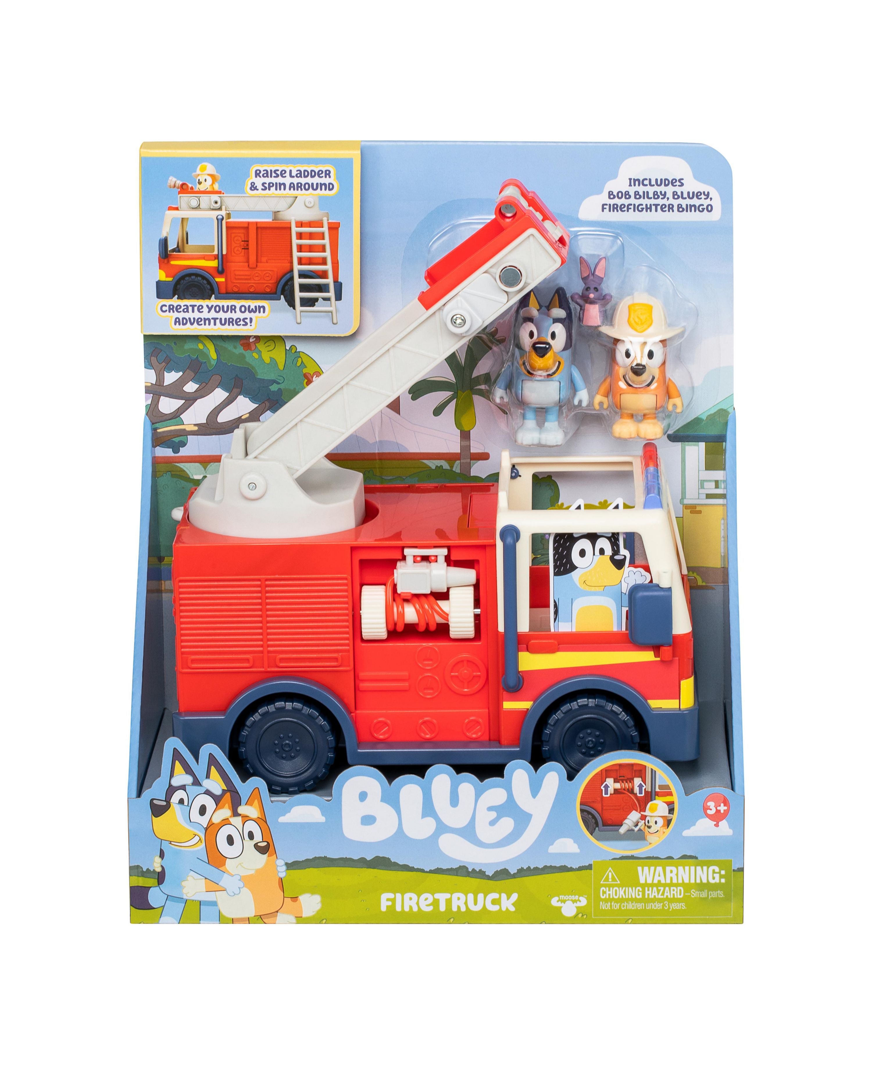 Bluey S10 Fire Truck Playset with 2 Figures, Ladder & Accessories - Interactive Toy for Kids Ages 3+ | Pretend Play, Birthday Gift & Collectible for Bluey Fans