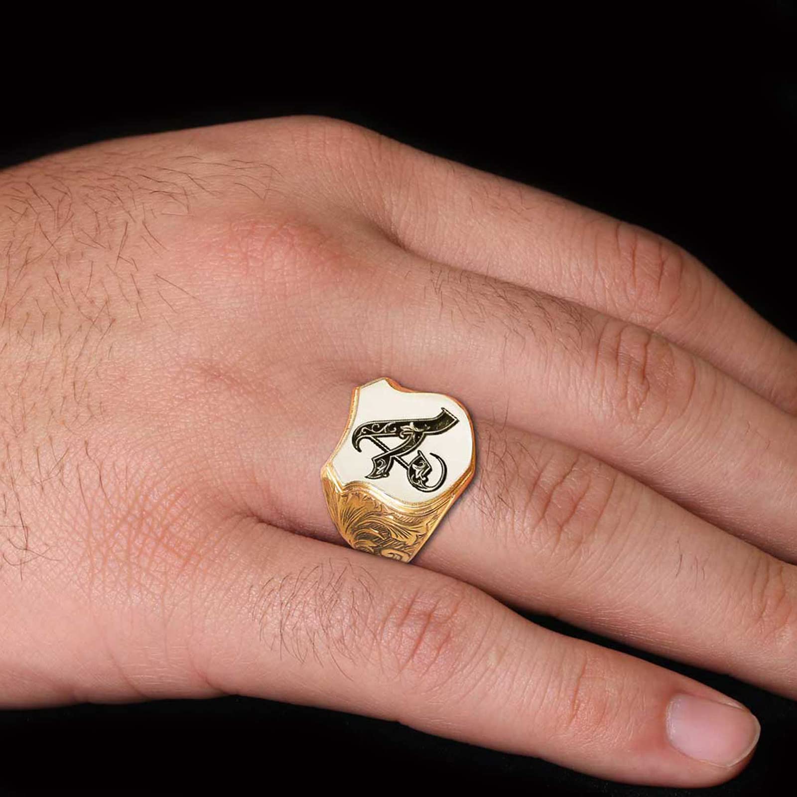 Custom Initial Letter Ring for Men - Handmade Monogram Silver Signet Ring with A-Z Alphabet Jewelry - Personalized Name Ring for Gifts, Engagements & Everyday Wear