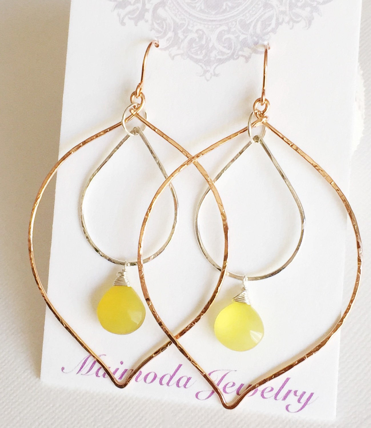 Elegant Yoshiko Yellow Chalcedony Earrings (E205) - Perfect for Weddings, Parties & Special Occasions
