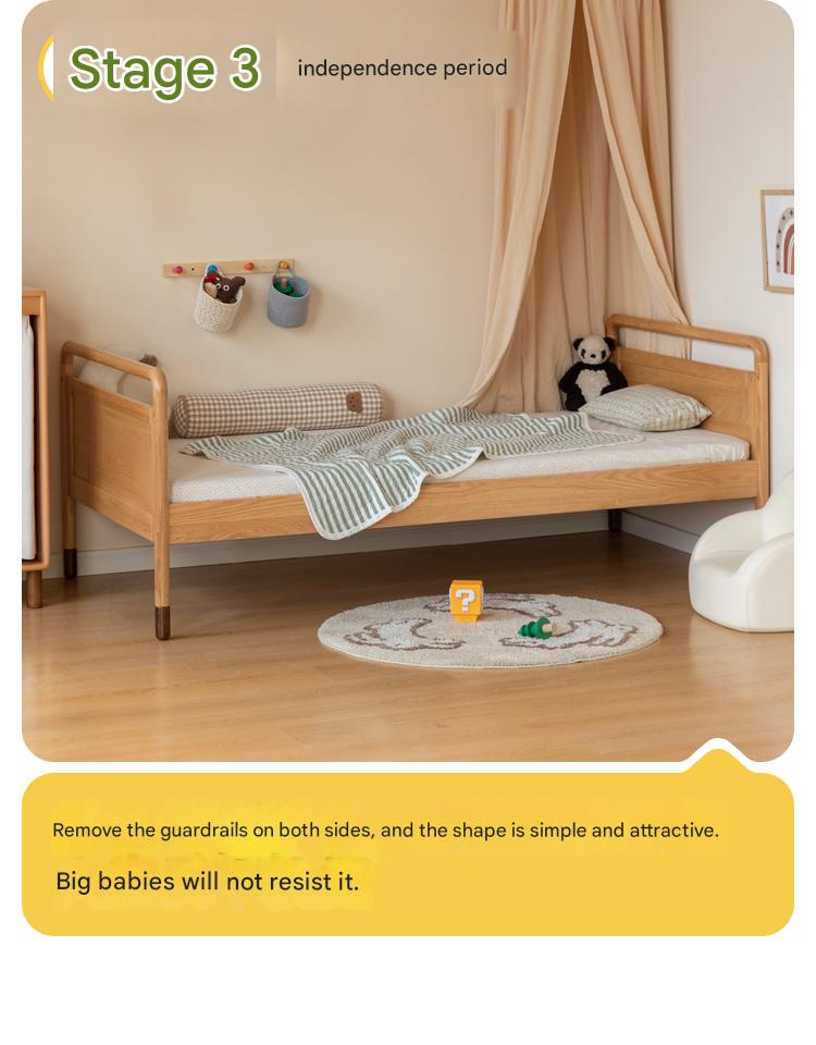 Premium Oak Solid Wood Toddler Bed - Convertible, Multi-Functional Kids Bed with Safety Rails | Perfect for Nursery, Daycare & Small Bedrooms