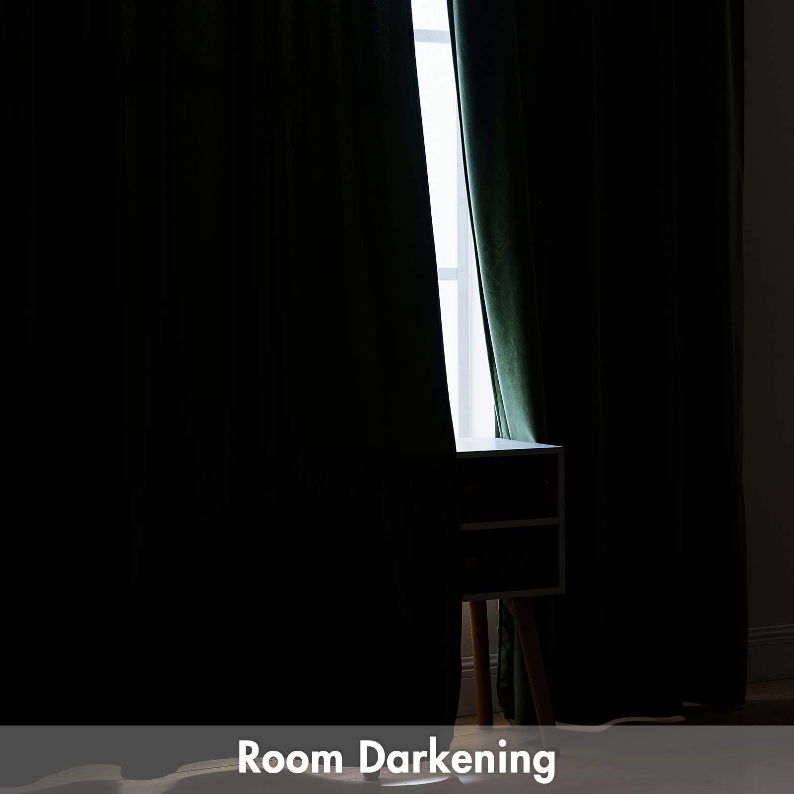 MIULEE Olive Green Velvet Thermal Insulated Blackout Curtains - 108 Inch Long Rod Pocket Drapes for Bedroom & Living Room (Set of 2) - Perfect for Light Blocking, Energy Saving & Home Decor