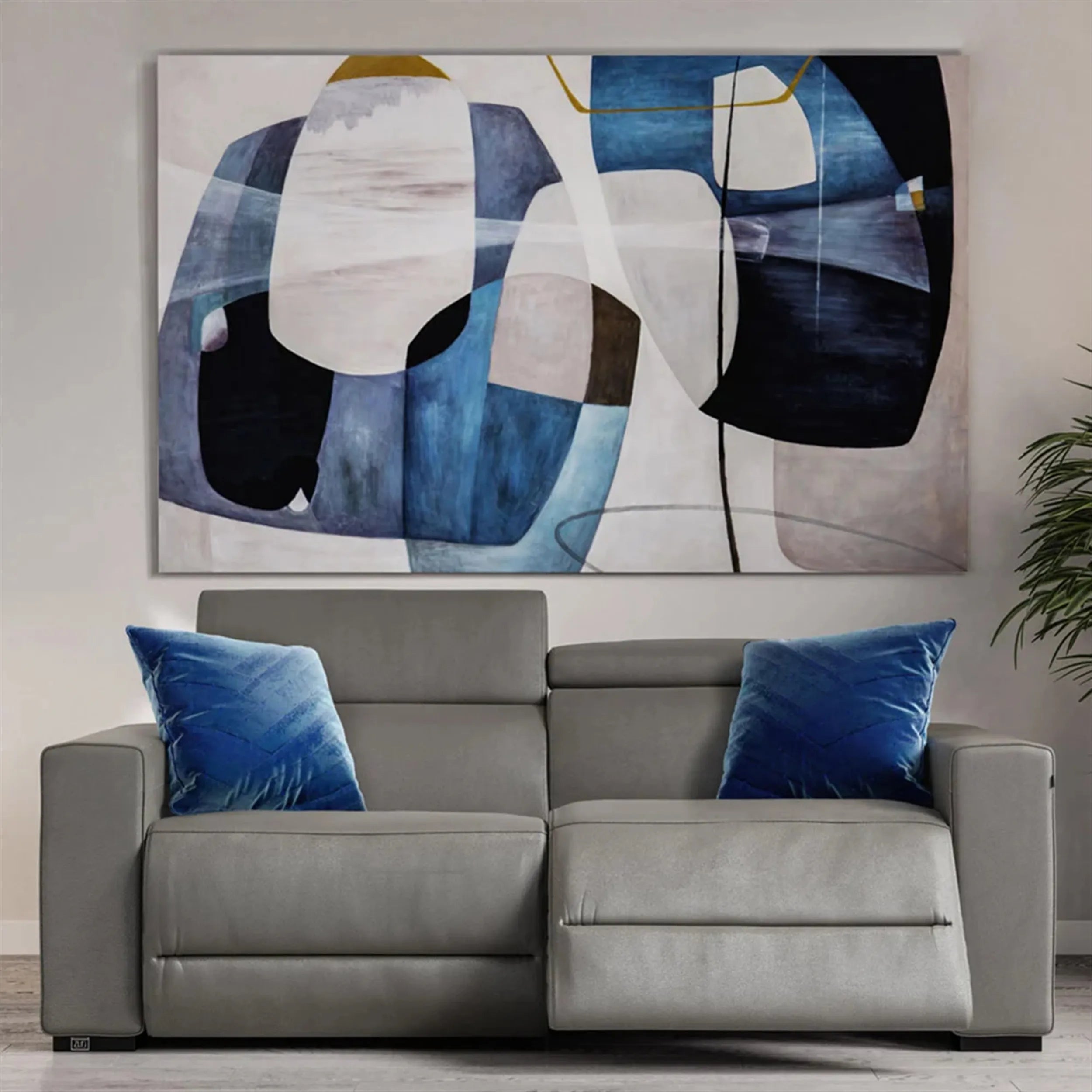Abstract Blue & Green Canvas Wall Art Set of 2 - Modern Home Decor for Living Room, Bedroom & Office | BG077