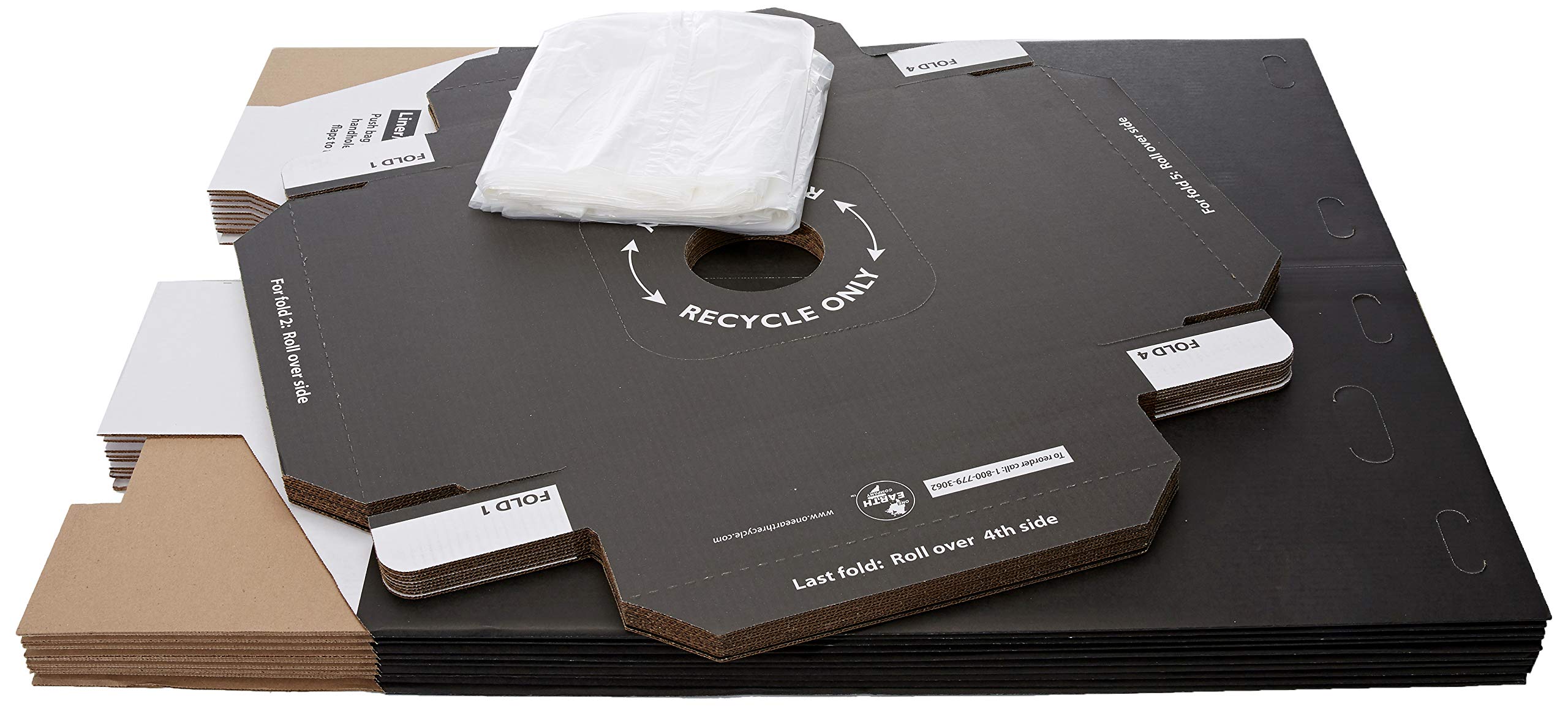 Eco-Friendly Disposable & Reusable Cardboard Trash & Recycling Bins with Lid & Trash Bags - 10-Pack Black - Perfect for Home, Office, Events & Waste Sorting