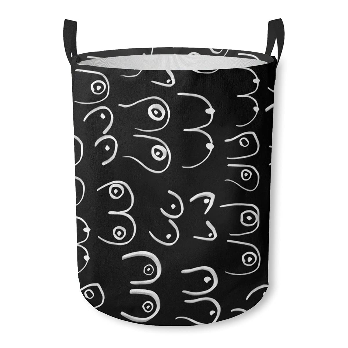 Canvas Laundry Hamper with Handle - Black and White Feminine Design for Clothes, Toys, and Storage | Perfect for Bedroom, Nursery, or Dorm Organization