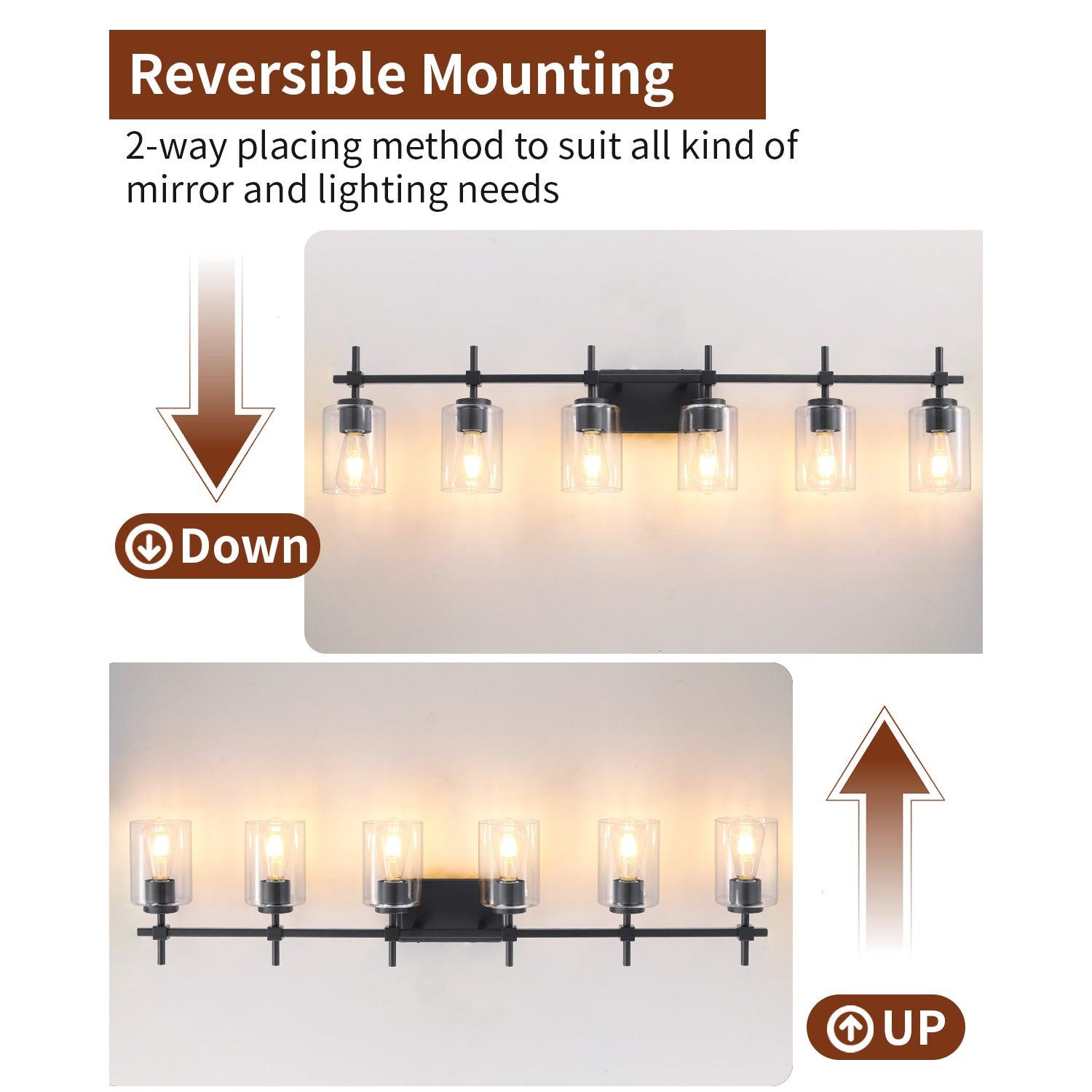Jasper Modern Clear Glass 6-Light Bathroom Vanity Light Fixture - Elegant Lighting for Bathroom, Powder Room & Dressing Area