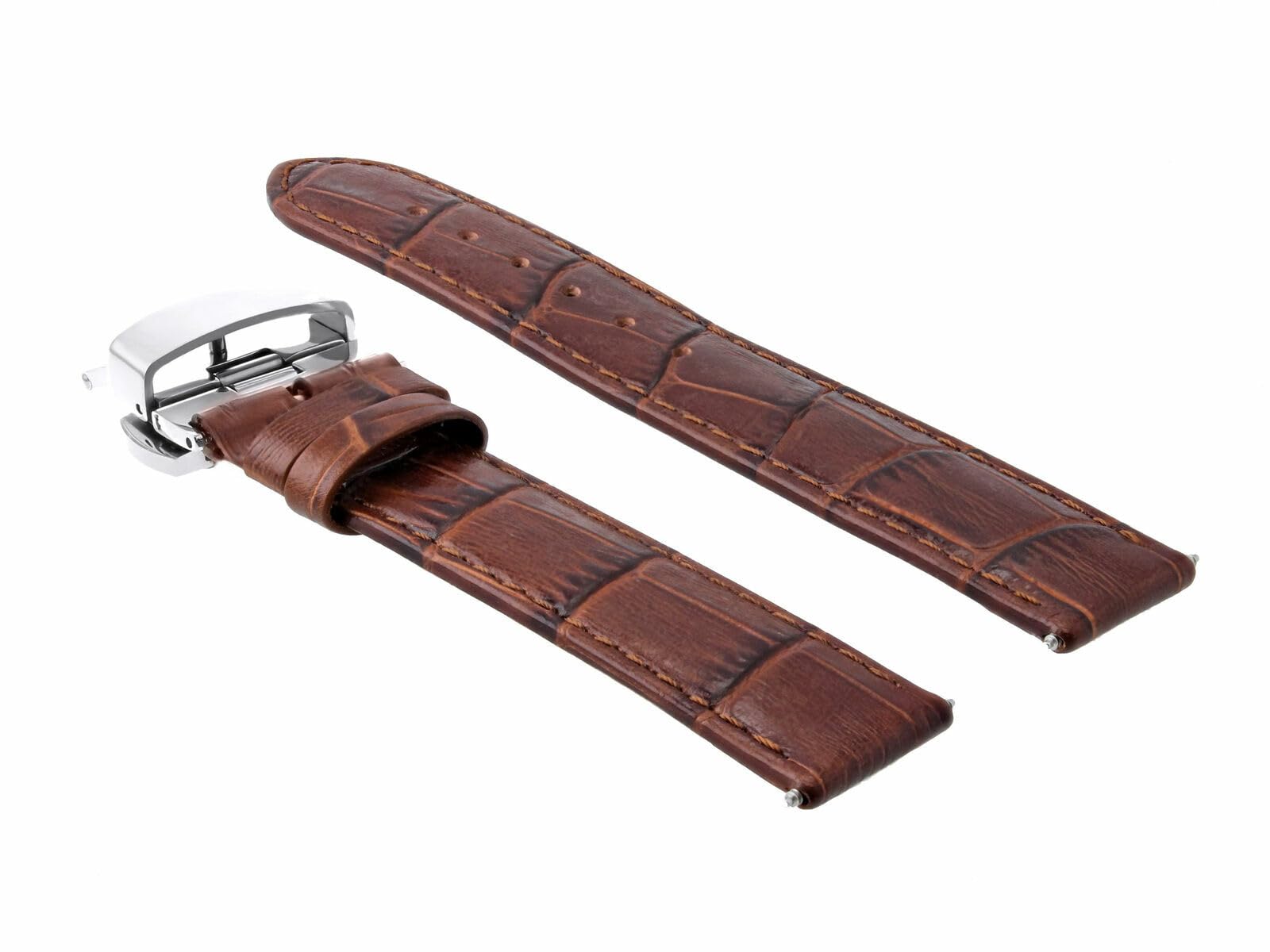 19mm Genuine Leather Watch Band Strap with Deployment Clasp - Compatible with Citizen Eco-Drive - Light Brown Replacement Strap for Men & Women - Dress & Casual Wear
