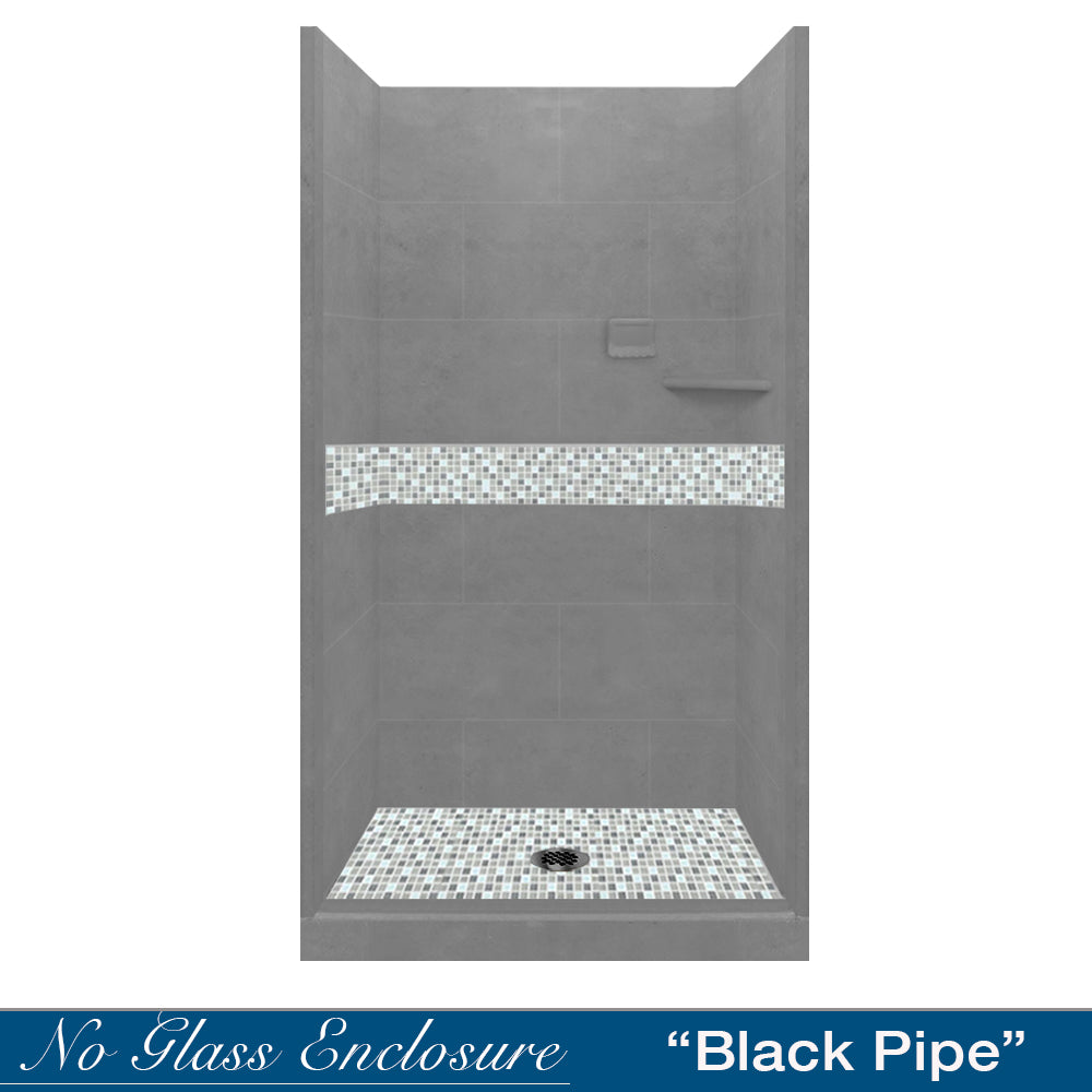 Alcove Wet Cement Sistine Stone & Del Mar Mosaic Accent Tile - DIY Shower Remodel Kit for Bathroom Renovation | Waterproof Backsplash & Flooring Solution