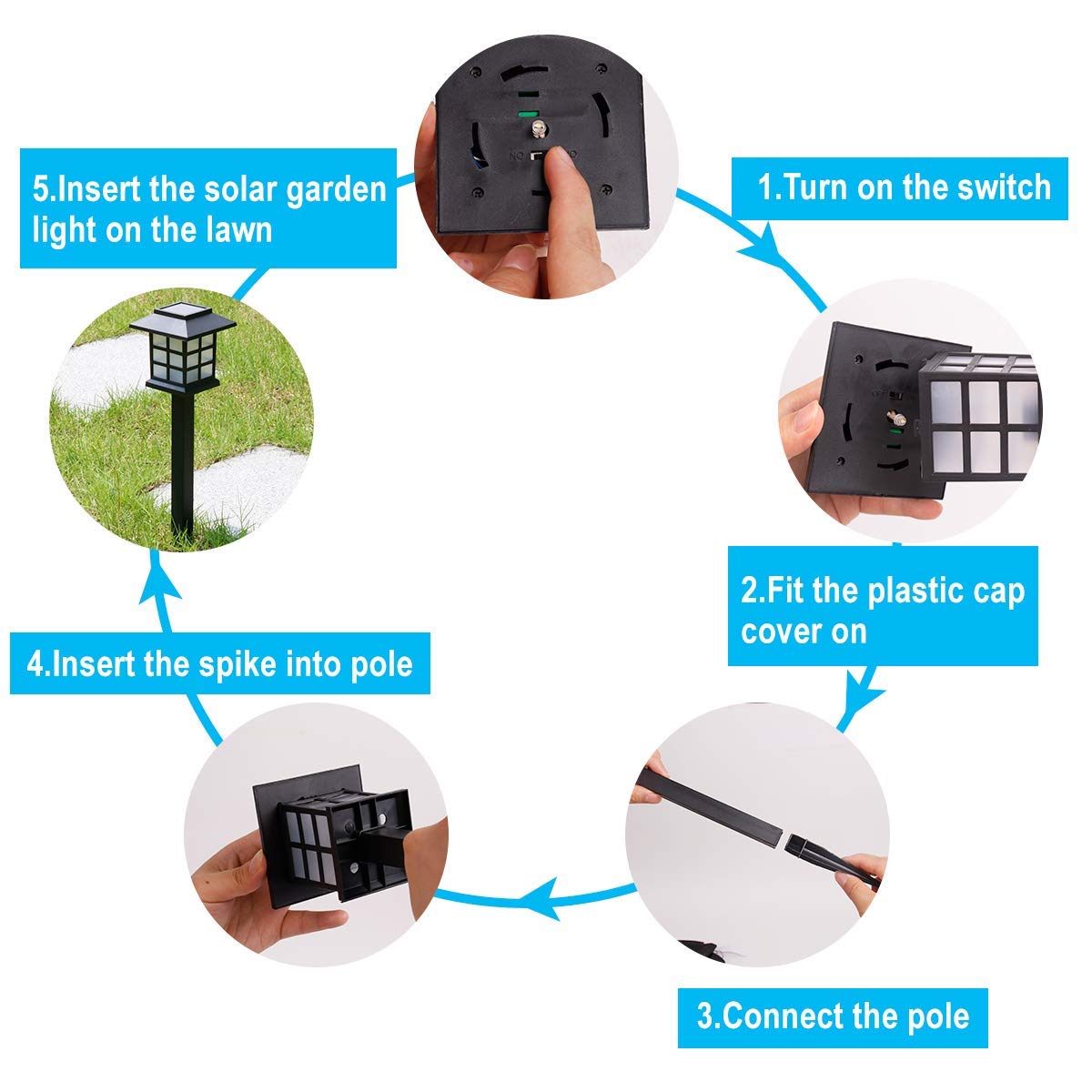 Solar Powered Outdoor Lights Waterproof - 2 Pack Warm Yellow LED Landscape Garden Lights for Yard, Pathway, Patio, Driveway, Walkway, Porch (Auto On/Off) - Perfect for Backyard Decor, Evening Ambience & Safety Lighting