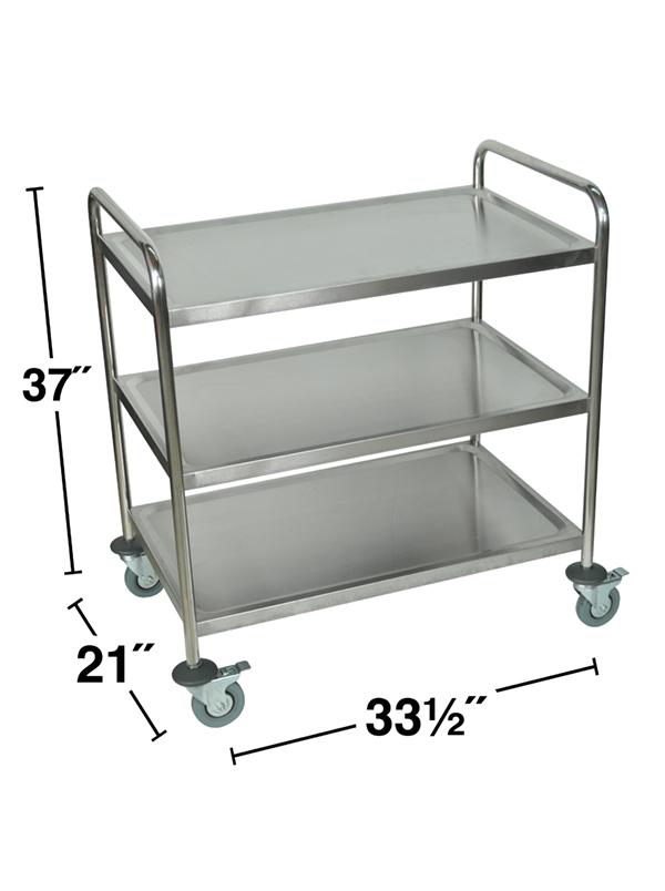 Stainless Steel 3-Tier Rolling Utility Cart - Heavy Duty Kitchen Cart with Wheels for Home, Office, or Commercial Use - Perfect for Kitchen Storage, Bathroom Organization, and Garage Shelving