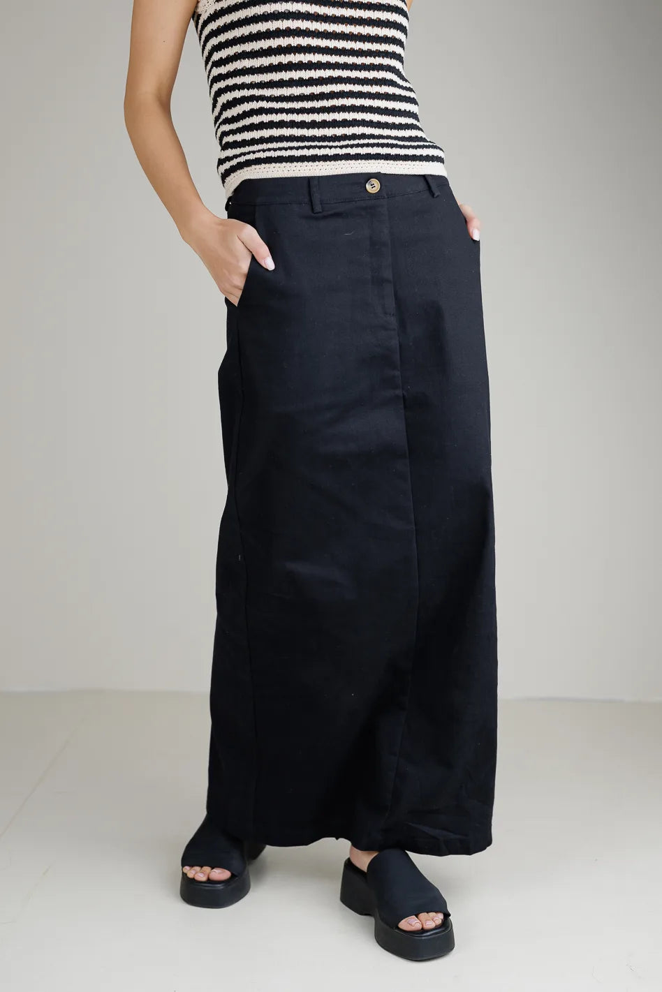 Madelynn Black Skirt for Women | Elegant A-Line Midi Skirt | Perfect for Office, Parties & Date Nights | FINAL SALE