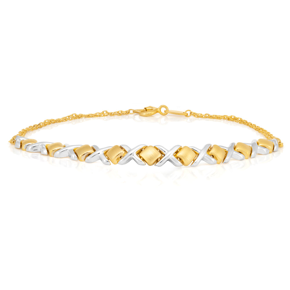 9ct Two Tone Gold Filled Fancy 19cm Bracelet for Women - Elegant Fashion Jewelry Gift for Birthday, Anniversary & Special Occasions