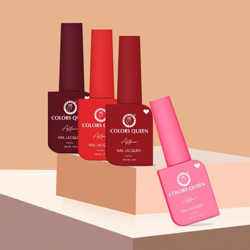 COLORS QUEEN Affair Nail Polish - 01 Regal Ruby, 13Ml | Quick Drying, Long Lasting, Chip Resistant Nail Polish | Non-Toxic, Semi Matte Finish | Perfect for Date Nights, Parties & Special Occasions