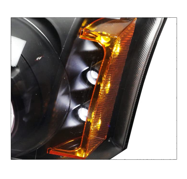 LED Halo Projector Headlights with Bumper Lights - Compatible with 2003-2006 Chevy Silverado & Avalanche - Black Housing for Enhanced Night Visibility & Style (Perfect for Off-Roading & Night Driving)