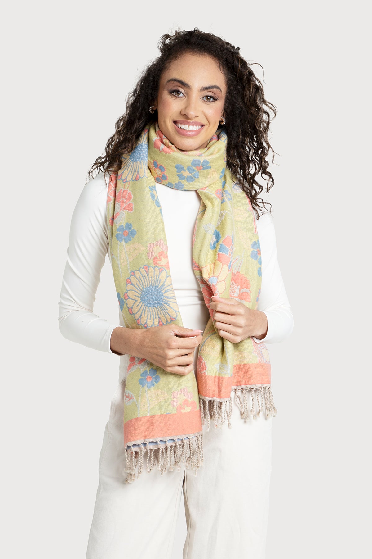 Fiore Pastel Reversible Scarf - Soft Lightweight Womens Fashion Accessory for Spring & Fall Outfits | Perfect for Work, Travel and Casual Wear