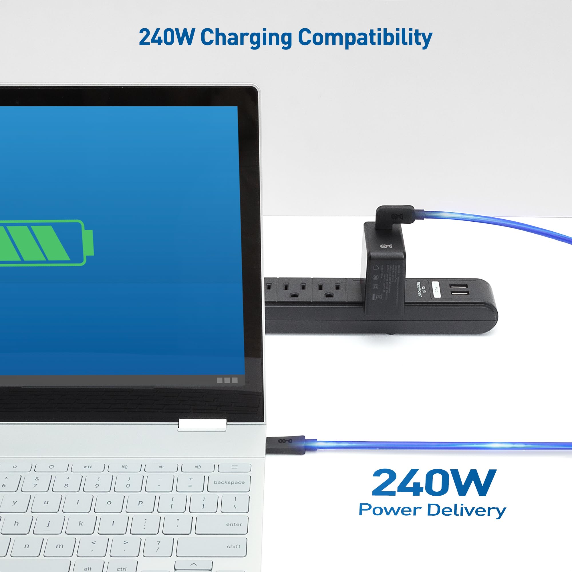 20Gbps USB C to USB C Right Angle Cable 0.9m/3ft - High Speed Data Transfer & 240W Fast Charging | Durable Black Braided Cable for Laptops, Phones & Gaming Devices | Perfect for Tight Spaces & Travel