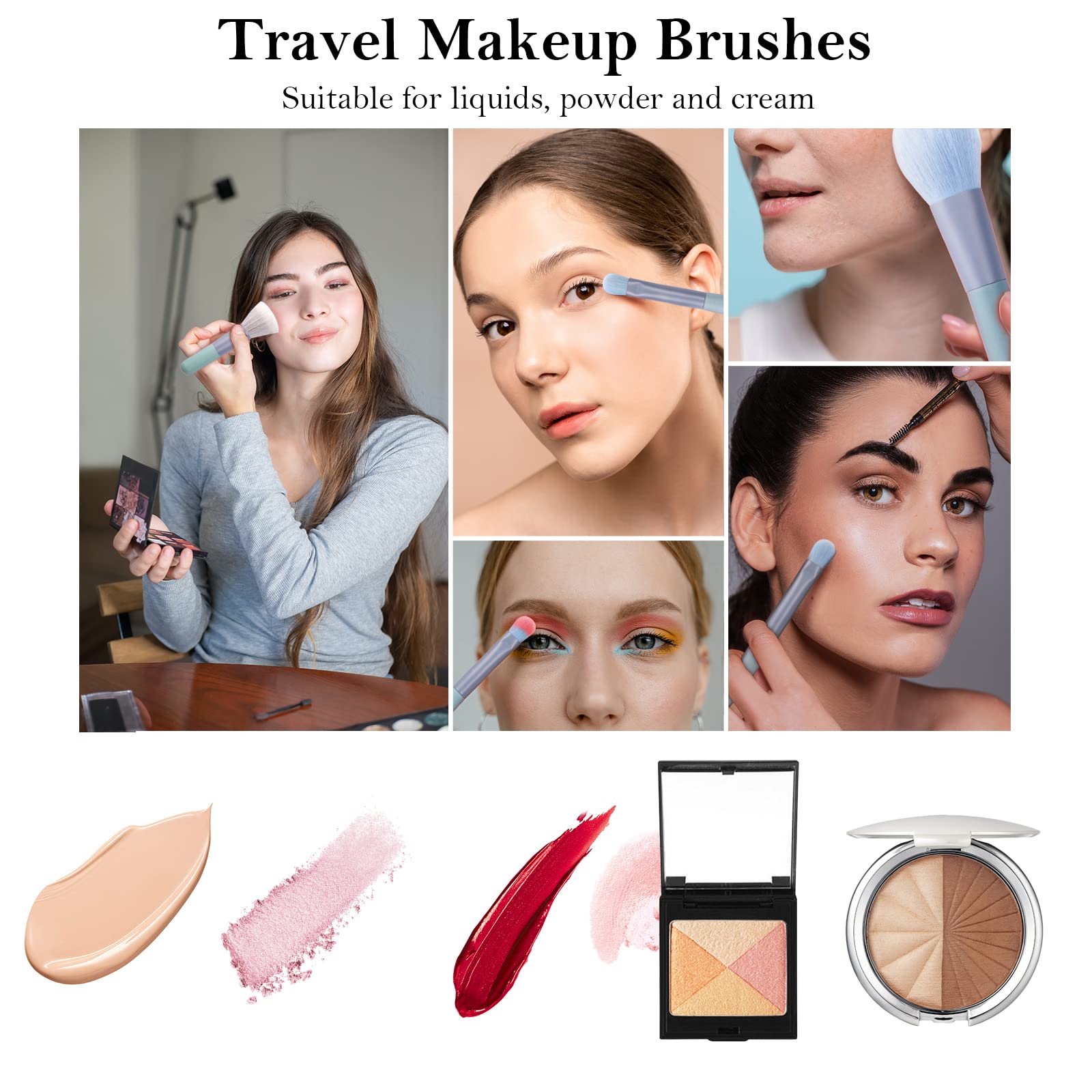 11Pcs Travel Makeup Brushes Set - Mini Portable Cosmetic Brush Kit with Travel Case for Blending, Foundation, Powder, Eyeshadow & Concealer | Perfect for On-the-Go Makeup, Vacation & Professional Use