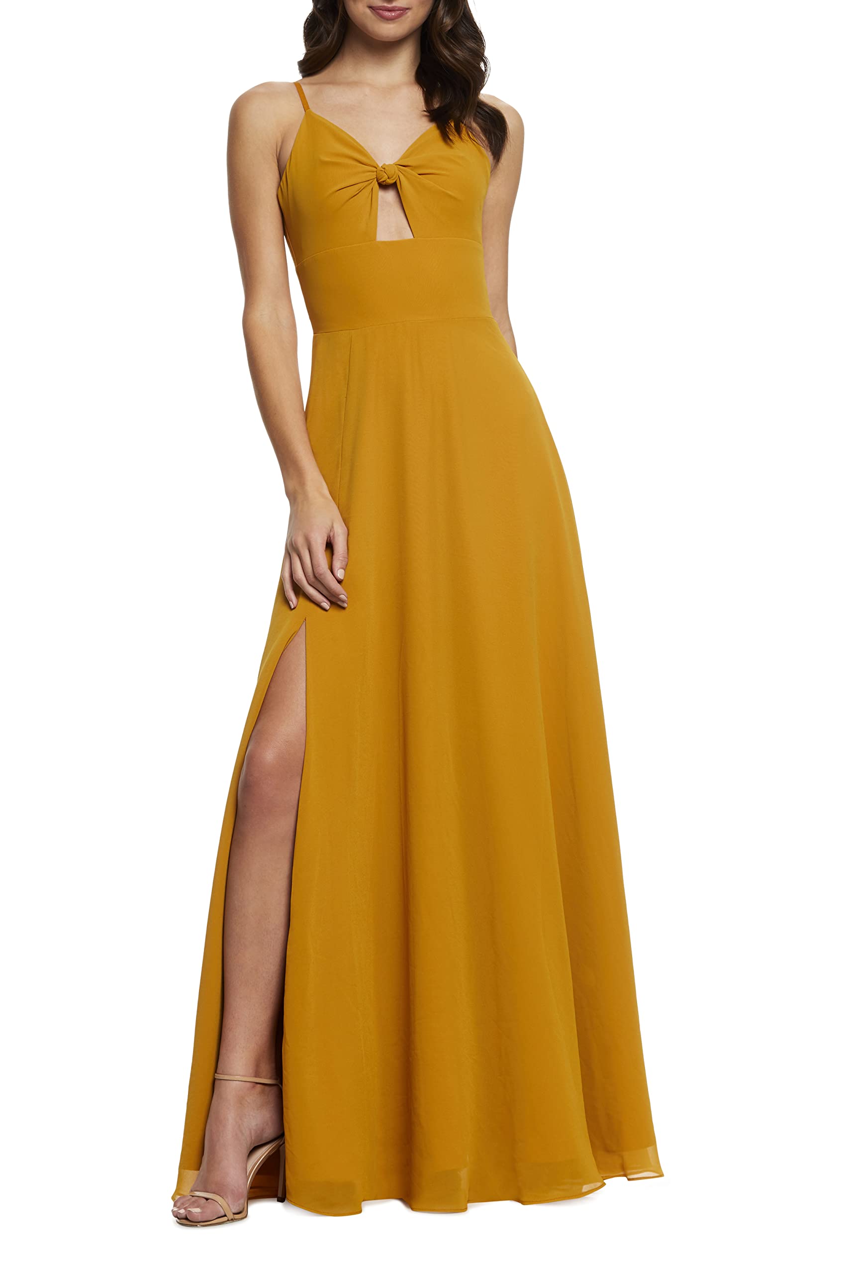 Dress the Population Women's Cambria Tie Bodice Evening Gown - Elegant Formal Dress for Prom, Wedding & Special Occasions