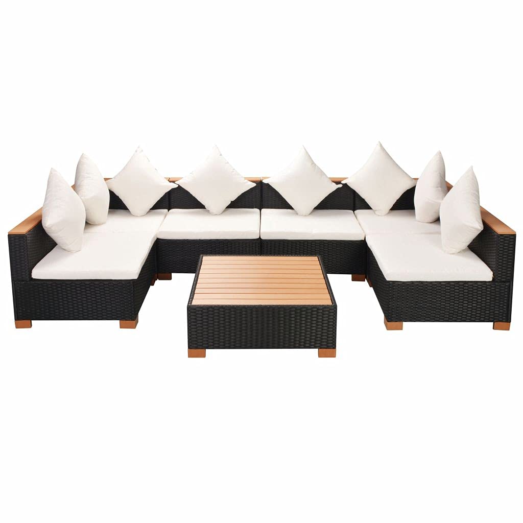 Estink 7-Piece PE Rattan Garden Furniture Set - Steel Frame WPC Armrest Lounge Chairs & Sofa Table for Backyard, Patio, Poolside - Outdoor Relaxation & Entertaining Set