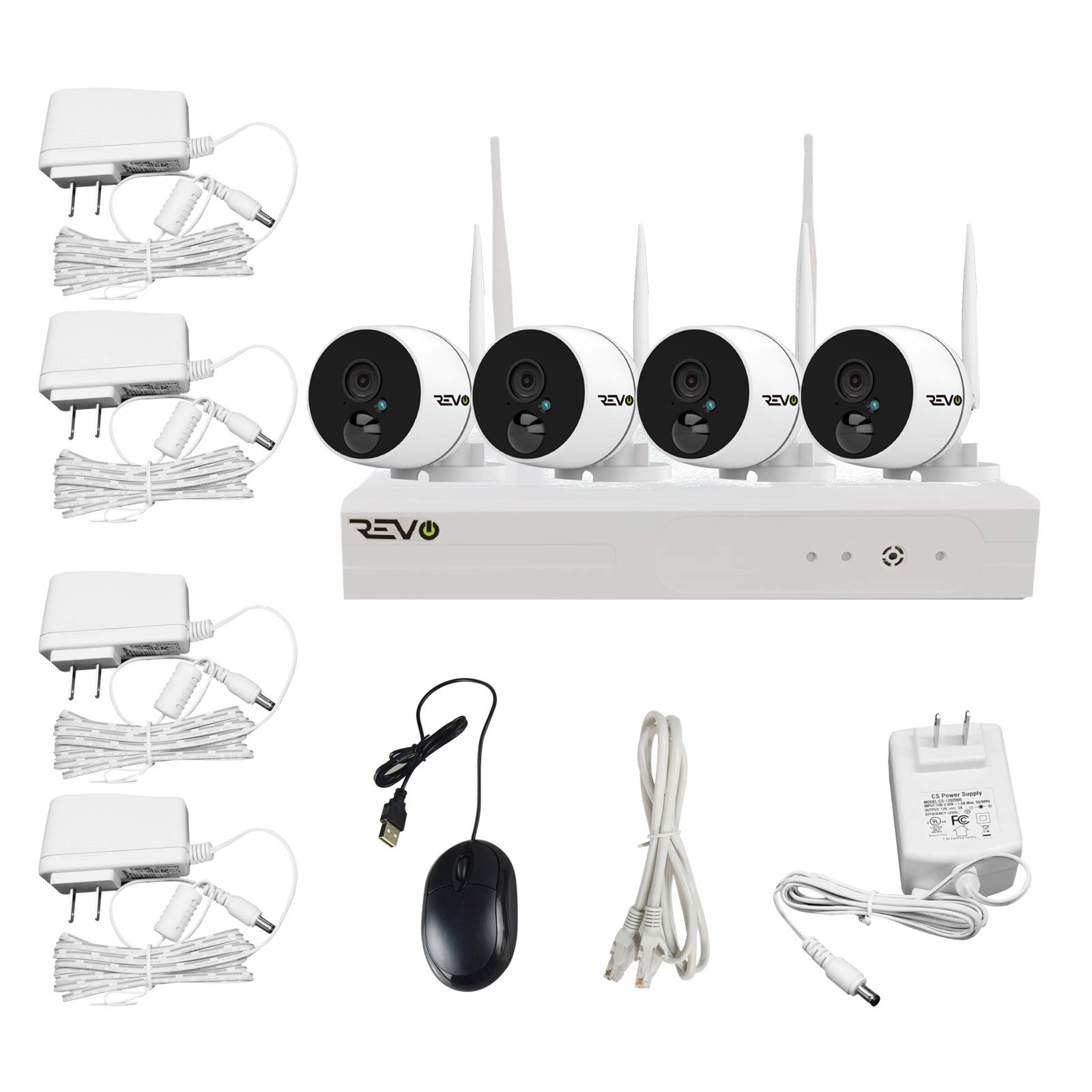 REVO America 4CH Wireless Security Camera System with 1TB NVR - 4 x 1080P HD Indoor Outdoor Bullet Cameras, Built-in PIR Motion Detection, Smartphone Remote Access - Ideal for Home Security, Business Surveillance & Property Monitoring