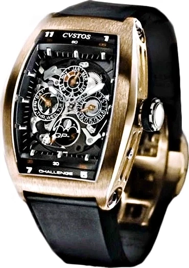 Luxury Cvstos Challenge Perpetual 18K Rose Gold Men's Watch - Swiss Automatic Movement, Skeleton Dial, Water Resistant - Perfect for Business, Gifting & Special Occasions
