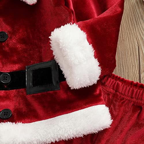 FIOMVA Christmas Santa Costume Set for Baby Girls & Boys - Dress, Jacket, Coat, Long Pants, Hat & Socks - Holiday Outfit for Christmas Parties, Family Photos & Festive Cosplay